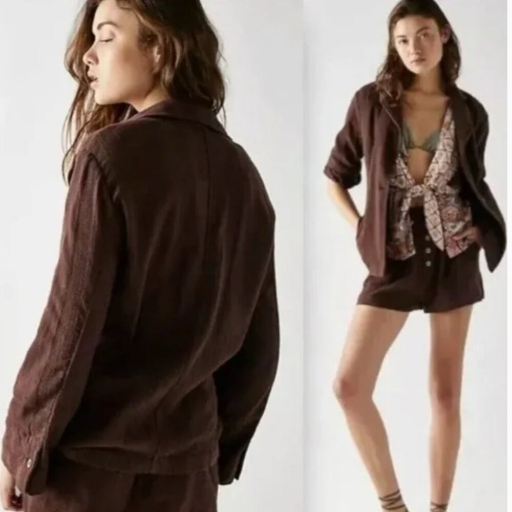 2-Piece Set Free People If You Try Brown Jacket +  Shorts L